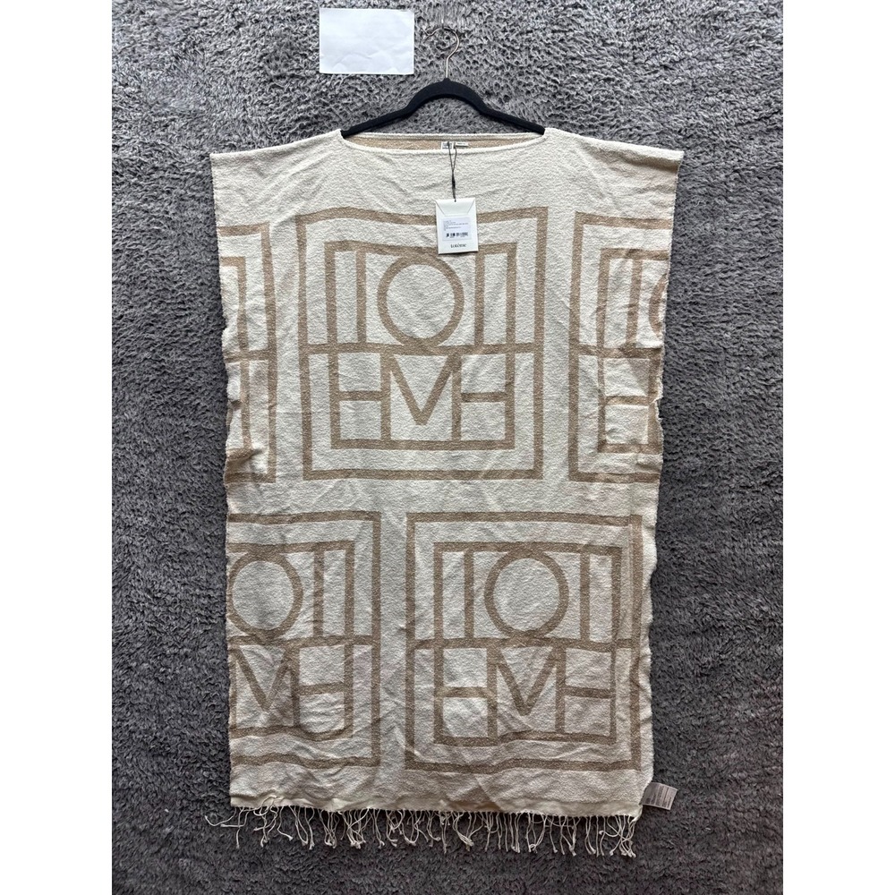 NWT Toteme Cotton Blend Monogram Jacquard Beach Dress Sand 931 Womens One Size
